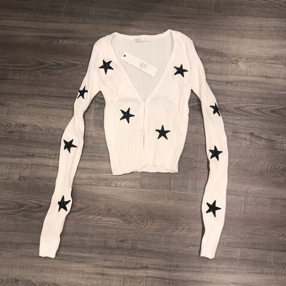 LF star patch fine gauge crop cardigan sweater - Picture 5 of 8